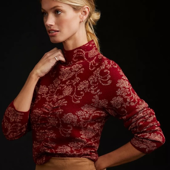 NWTS ANTHROPOLOGIE RUCHED SWEATER (L) - Picture 5 of 14